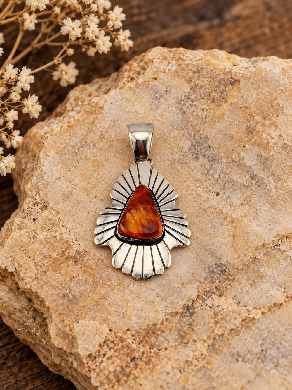 Spiny Oyster Fan Sterling Silver Pendant