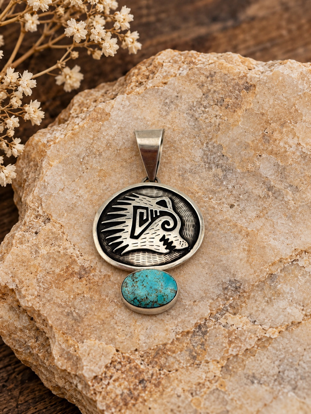 Turquoise Animal-Design Sterling Silver Pendant