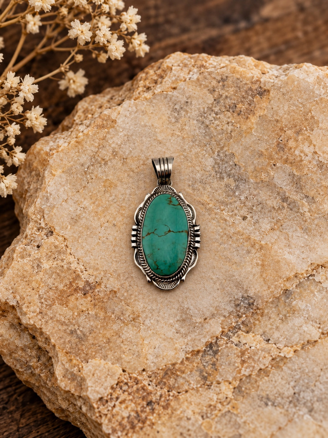 Oval Turquoise Sterling Silver Pendant