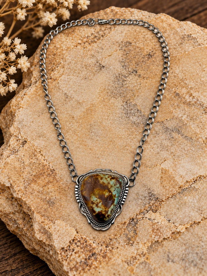 Triangular Turquoise Sterling Silver Pendant