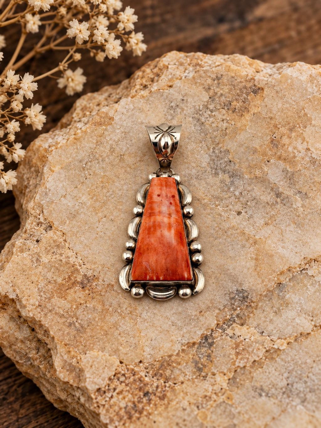 Elongated Spiny Oyster Sterling Silver Pendant